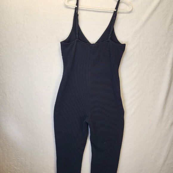 Forever 21 Jumpsuit Womens XL Black Lace Up Front Stretch Form Fitting - Picture 6 of 10